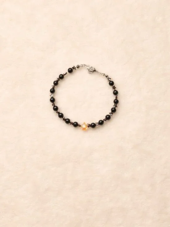 Obsidian Necklace & Bracelet Set with Silver Star Accents – Adjustable - Picture 3 of 6